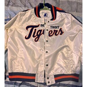 Vintage Starter MLB Detroit Tigers White Button-up Jacket L